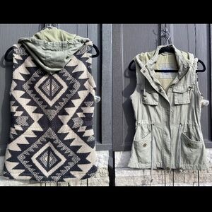 Fashionomics Olive & Aztec Patterned Vest